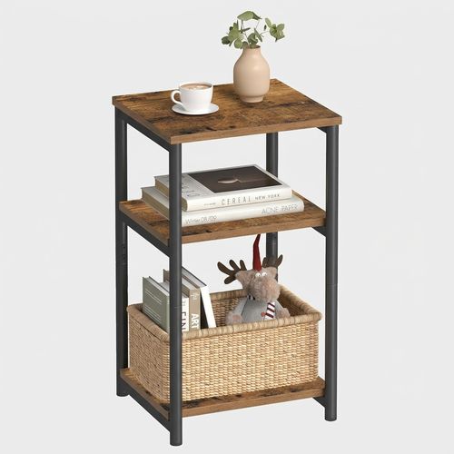 VASAGLE industrial style 3-tier side table in rustic brown and black