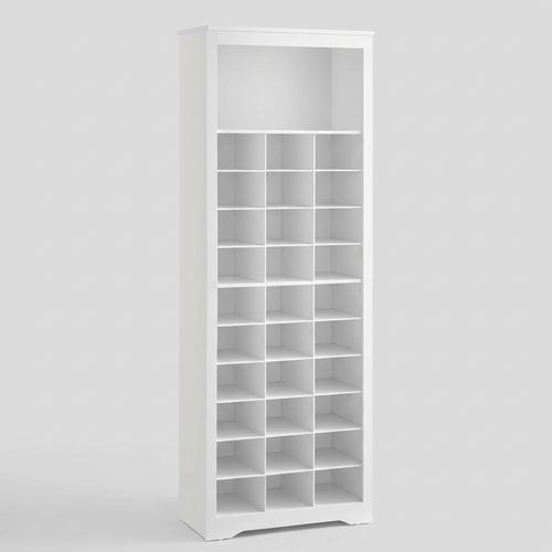 VASAGLE 10-tier shoe storage cabinet holding 30 pairs in white