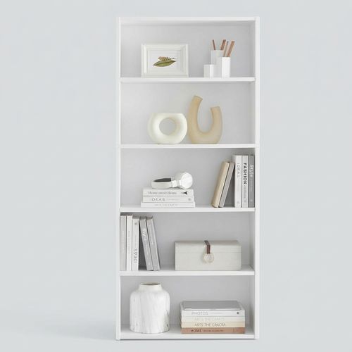 VASAGLE CUSTOS 5-tier bookshelf with open storage in cloud white