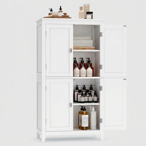 VASAGLE floor storage cabinet with 4 doors and adjustable shelves in white