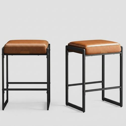 VASAGLE EKHO bar stools set of 2 in caramel brown synthetic leather