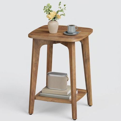 VASAGLE MAEZO Square Side Table with curved transitions in honey brown