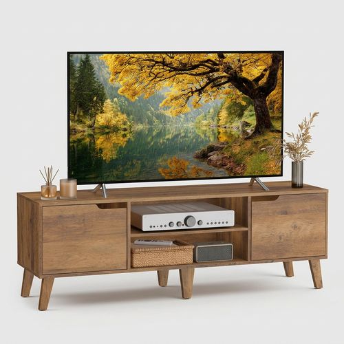 VASAGLE 58-inch TV stand for 65-inch TVs in honey brown transitional style
