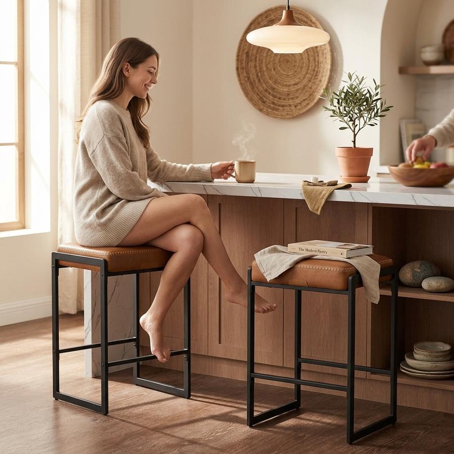 VASAGLE EKHO bar stools at a kitchen island counter